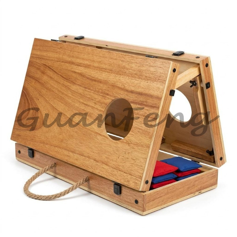 Cornhole Board Set - Wooden Foldable Cornhole Set Bean Bag