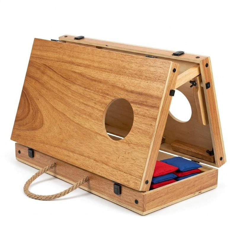 Cornhole Board Set - Foldable Wooden Cornhole Boards Set Portable
