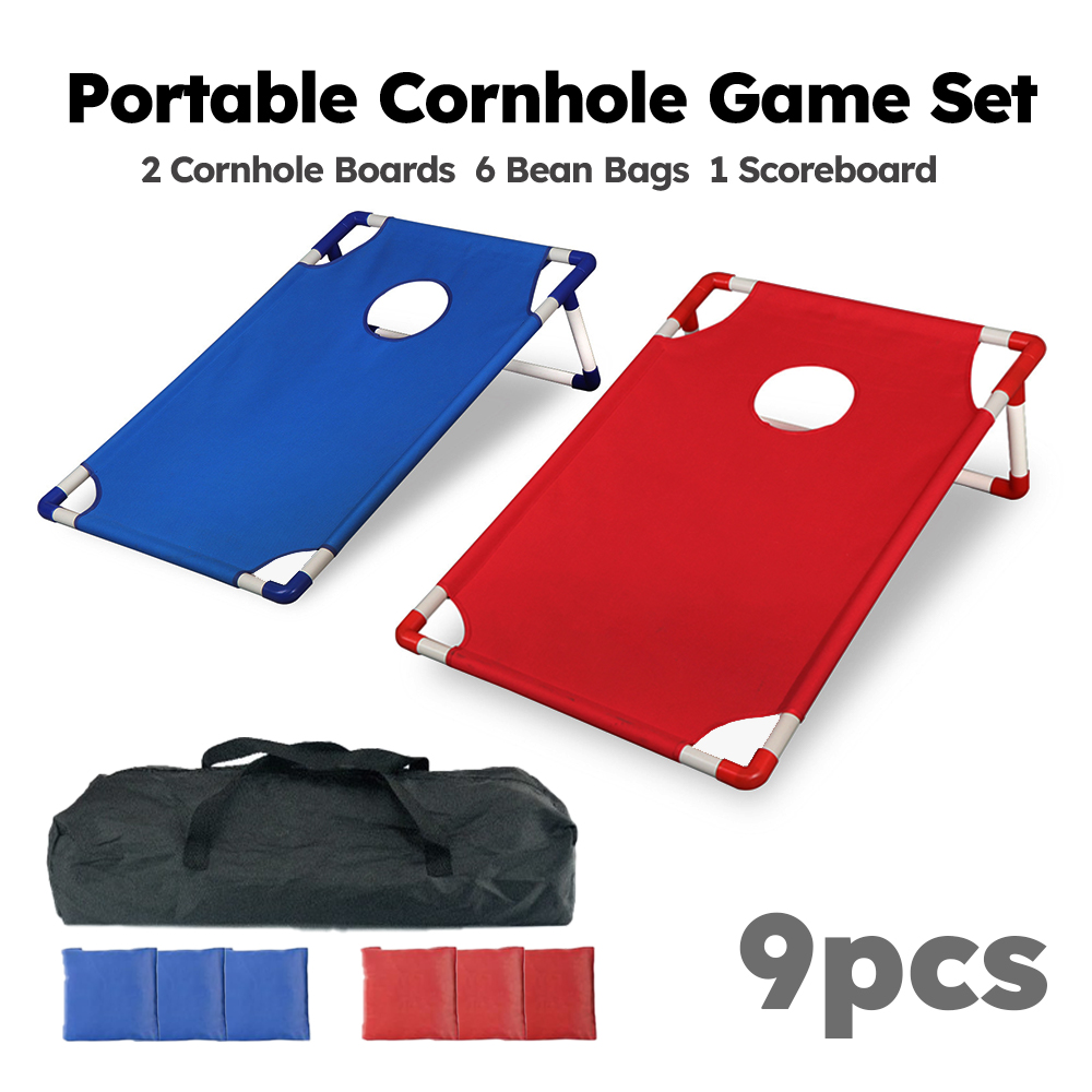Cornhole Board Set - 9pcs Scoring Portable Cornhole Game Set,