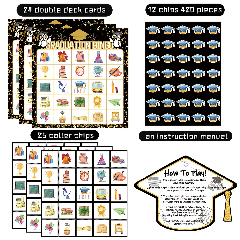 2026 Black Gold Graduation Bin - Party Games College ulasan dan harga