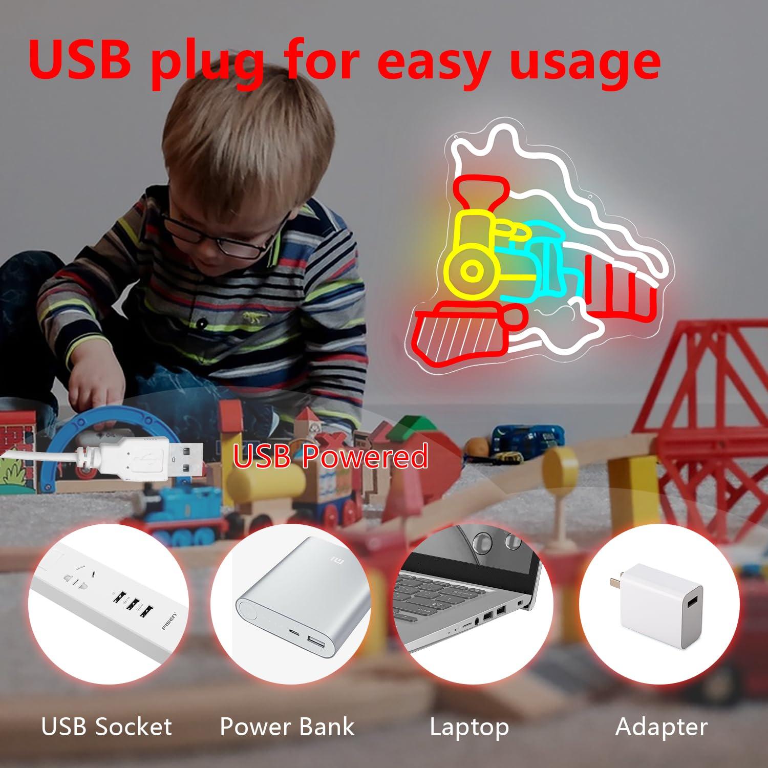 Steam Train Neon Sign USB Dimm - Party Games In Steam ulasan dan harga