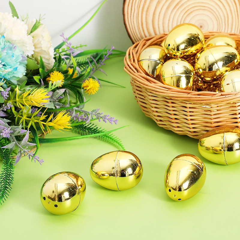 6-24Pcs Golden Easter Eggs Pla - Party Games Easter For Kids ulasan dan harga